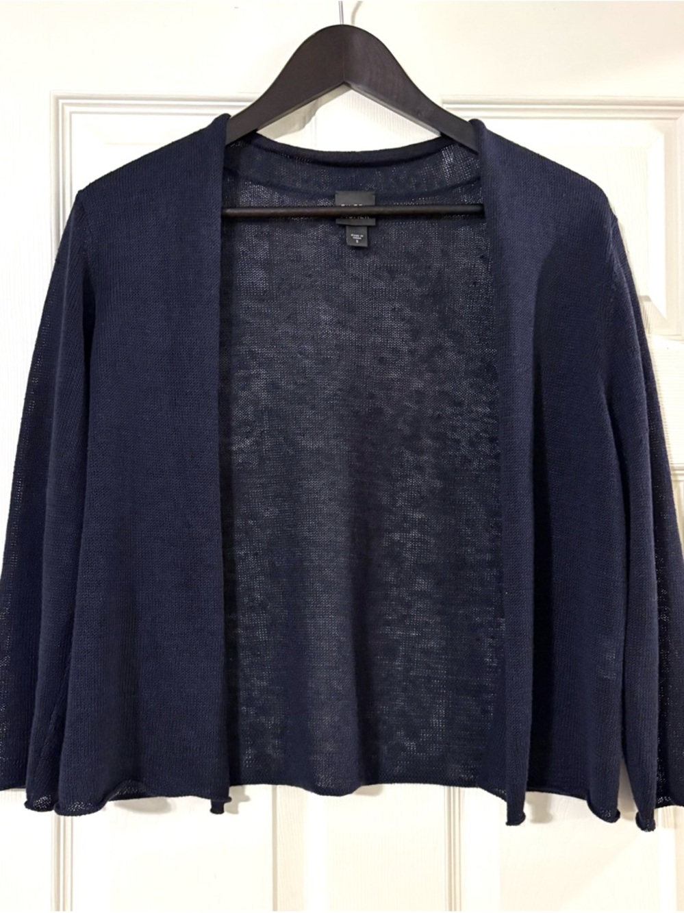 Eileen Fisher Black/navy?  Open-Front summer sweater.